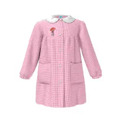 Grembiule Bambina Asilo Bambina Rossa Quadrettato Rosa 2 Anni