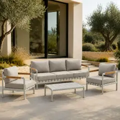 Salotto da Giardino Iseo Alluminio Bianco 5 Posti Salmar