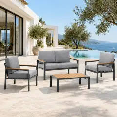 Salottino Otranto 4 Posti Antracite In Alluminio