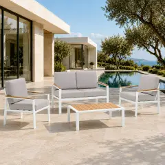 Salottino Otranto 4 Posti Bianco In Alluminio
