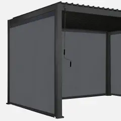 Tenda Oscurante Laterale in Textilene a Rullo da 3,6 Metri per Pergola Bioclimatica, Grigio