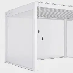 Tenda Oscurante Laterale in Textilene a Rullo da 3,6 Metri per Pergola Bioclimatica, Bianco