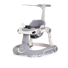 Girello Happy Walker 5 in 1 Grey - Multifunzione con Luci, Suoni, Dondolo e Modalità Salto.