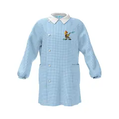 Grembiule Bambino Asilo Pompiere Quadrettato Azzurro 5 Anni