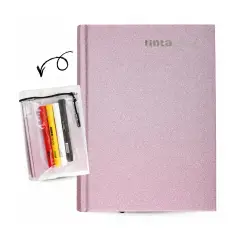 Tinta Unita Diario 16 Mesi Con Cover E Accessori Rosa Glitter