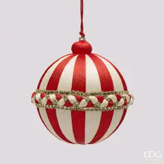 Palla di Natale Treccia EDG Rossa e Bianca Ø 12 cm