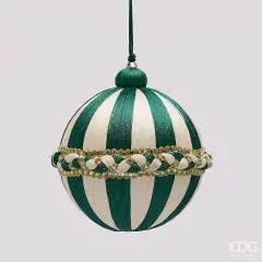 EDG Palla Treccia Verde Avorio D12 cm Natale