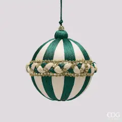 EDG Palla Treccia Verde Avorio D10 cm Natale
