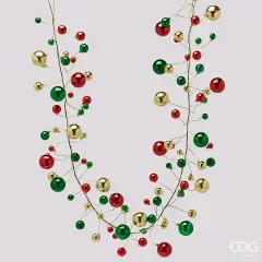 EDG Festone Palle Mix 100 Sfere Rosso Verde Oro 180 cm