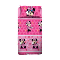 Set Lenzuolo Letto Singolo Minnie Rosa - 100% Cotone